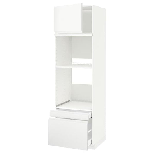 METOD / MAXIMERA - Hi cab f ov/combi ov w dr/2 drwrs, white/Voxtorp matt white, 60x60x200 cm - best price from Maltashopper.com 59461829