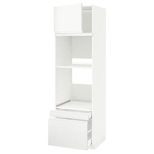 METOD / MAXIMERA hi cab f ov/combi ov w dr/2 drwrs, white/Voxtorp matt white, 60x60x200 cm