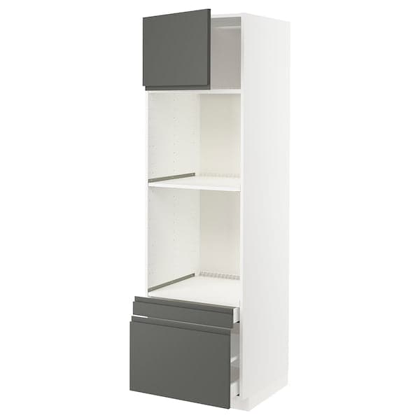 Ikea METOD / MAXIMERA - Hi cab f ov/combi ov w dr/2 drwrs, white/Voxtorp dark grey, 60x60x200 cm