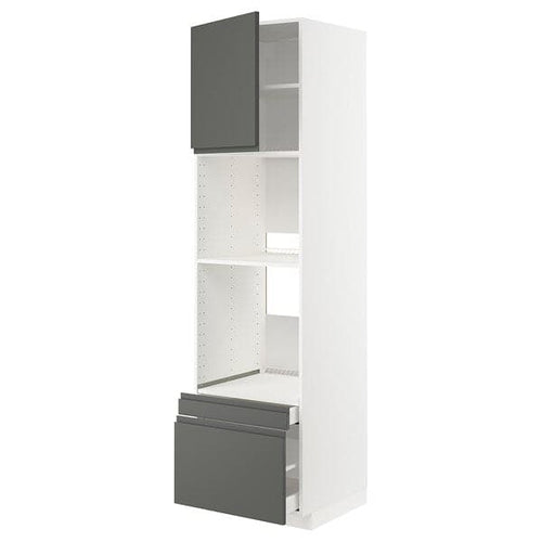 METOD / MAXIMERA - Hi cab f ov/combi ov w dr/2 drwrs, white/Voxtorp dark grey, 60x60x220 cm