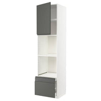 METOD / MAXIMERA hi cab f ov/combi ov w dr/2 drwrs, white/Voxtorp dark grey, 60x60x240 cm