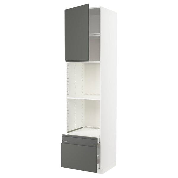 Ikea METOD / MAXIMERA - Hi cab f ov/combi ov w dr/2 drwrs, white/Voxtorp dark grey, 60x60x240 cm