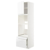 METOD / MAXIMERA hi cab f ov/combi ov w dr/2 drwrs, white/Voxtorp high-gloss/white, 60x60x220 cm