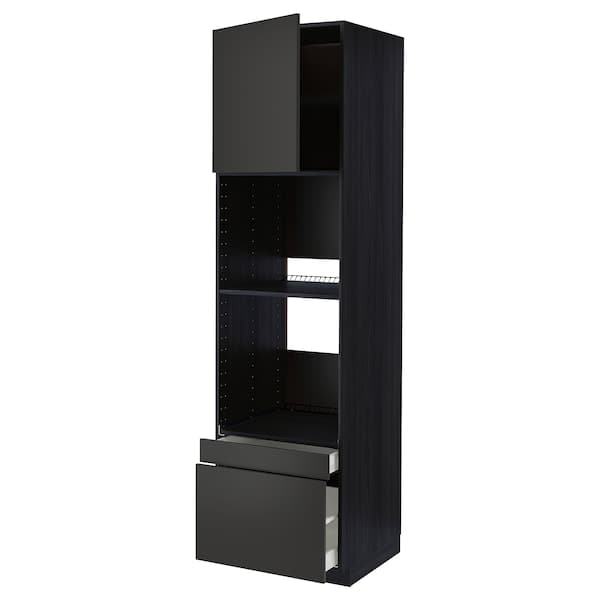 Ikea METOD / MAXIMERA - Hi cab f ov/combi ov w dr/2 drwrs, black/Nickebo matt anthracite, 60x60x220 cm