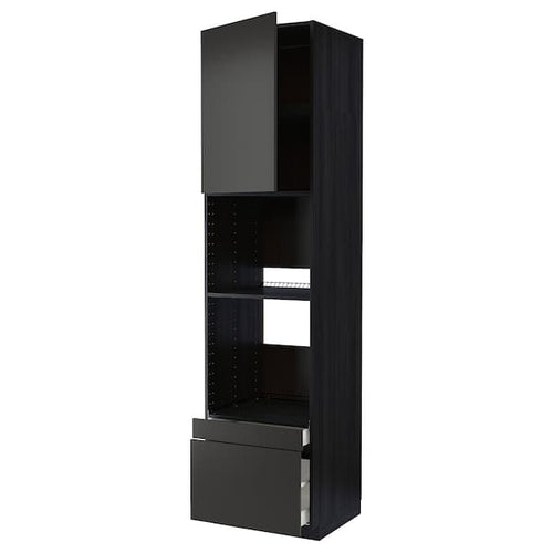 METOD / MAXIMERA - METOD / MAXIMERA Hi cab f ov/combi ov w dr/2 drwrs, black/Nickebo matt anthracite, 60x60x240 cm