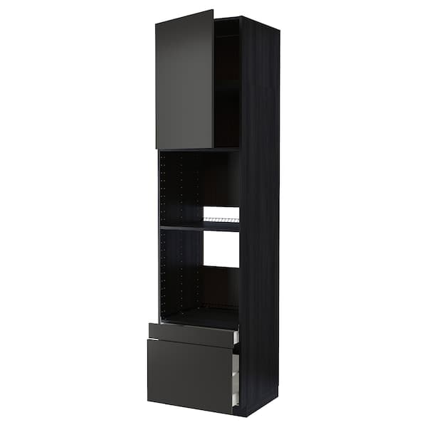 METOD / MAXIMERA - Hi cab f ov/combi ov w dr/2 drwrs, black/Nickebo matt anthracite, 60x60x240 cm
