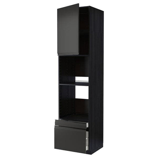 Ikea METOD / MAXIMERA - Hi cab f ov/combi ov w dr/2 drwrs, black/Upplöv matt anthracite , 60x60x240 cm