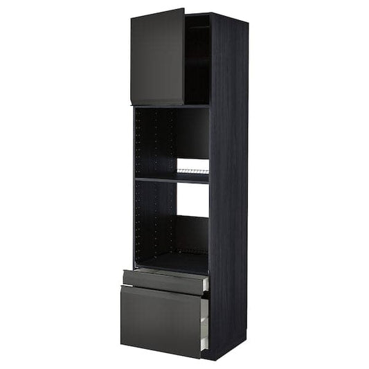 Ikea METOD / MAXIMERA - Hi cab f ov/combi ov w dr/2 drwrs, black/Upplöv matt anthracite , 60x60x220 cm