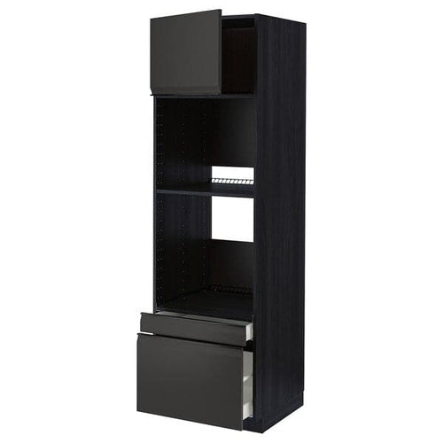 METOD / MAXIMERA - METOD / MAXIMERA Hi cab f ov/combi ov w dr/2 drwrs, black/Upplöv matt anthracite, 60x60x200 cm