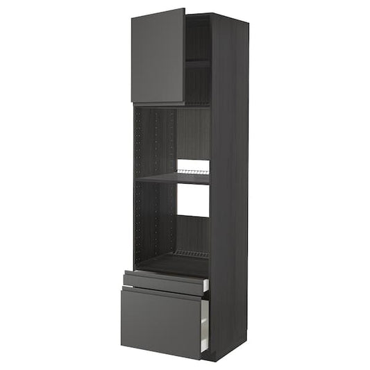 Ikea METOD / MAXIMERA - Hi cab f ov/combi ov w dr/2 drwrs, black/Voxtorp dark grey, 60x60x220 cm