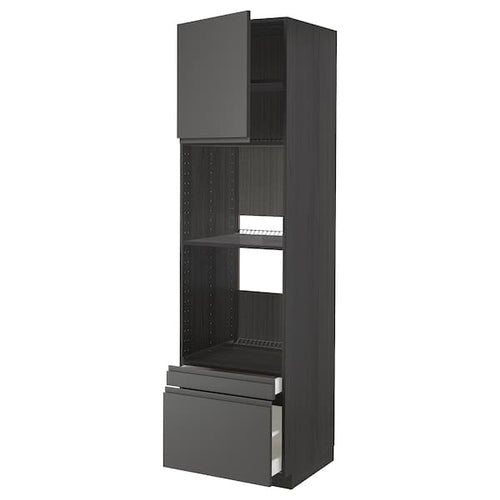 METOD / MAXIMERA - METOD / MAXIMERA Hi cab f ov/combi ov w dr/2 drwrs, black/Voxtorp dark grey, 60x60x220 cm