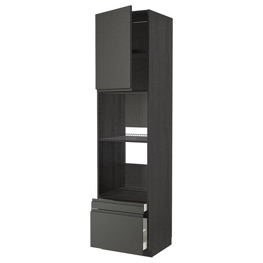 METOD / MAXIMERA - Hi cab f ov/combi ov w dr/2 drwrs, black/Voxtorp dark grey, 60x60x240 cm - best price from Maltashopper.com 39464956