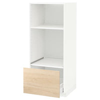 METOD / MAXIMERA - High cab for oven/micro w drawer, white/Askersund light ash effect, 60x60x140 cm - best price from Maltashopper.com 69216291