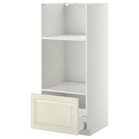 METOD / MAXIMERA - High cab for oven/micro w drawer, white/Bodbyn off-white, 60x60x140 cm - best price from Maltashopper.com 69118974