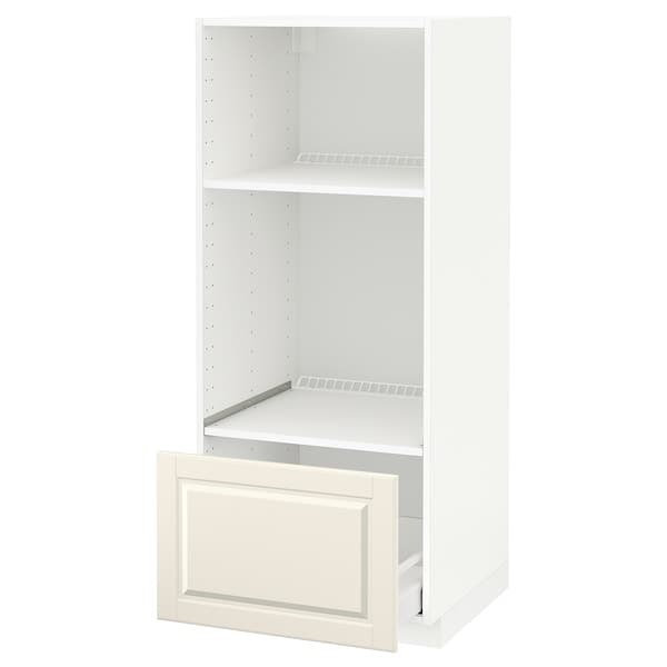 METOD / MAXIMERA - High cab for oven/micro w drawer, white/Bodbyn off-white, 60x60x140 cm - best price from Maltashopper.com 69118974