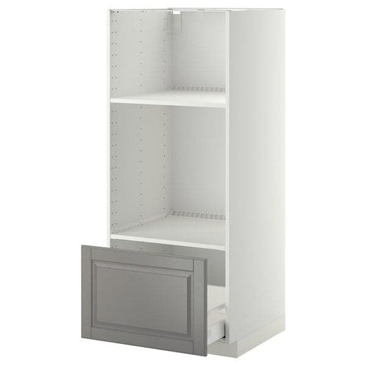 Ikea METOD / MAXIMERA - High cab for oven/micro w drawer, white/Bodbyn grey , 60x60x140 cm
