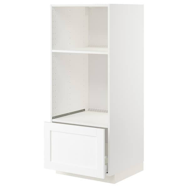Ikea METOD / MAXIMERA - High cab for oven/micro w drawer, white Enköping/white wood effect, 60x60x140 cm