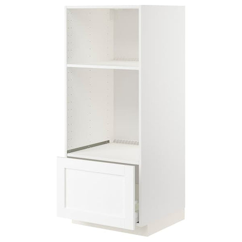 METOD / MAXIMERA - METOD / MAXIMERA High cab for oven/micro w drawer, white Enköping/white wood effect, 60x60x140 cm