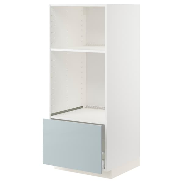 Ikea METOD / MAXIMERA - High cab for oven/micro w drawer, white/Kallarp light grey-blue , 60x60x140 cm