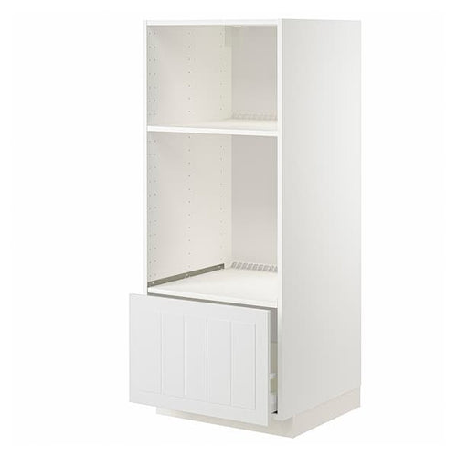 METOD / MAXIMERA - High cab for oven/micro w drawer, white/Stensund white, 60x60x140 cm