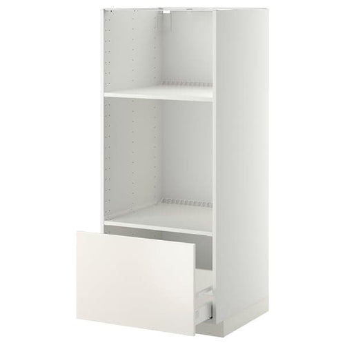 METOD / MAXIMERA - METOD / MAXIMERA High cab for oven/micro w drawer, white/Veddinge white, 60x60x140 cm
