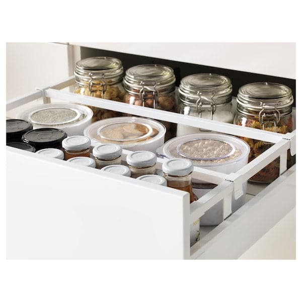 Ikea METOD / MAXIMERA - High cab for oven/micro w drawer, white/Voxtorp high-gloss light beige, 60x60x140 cm