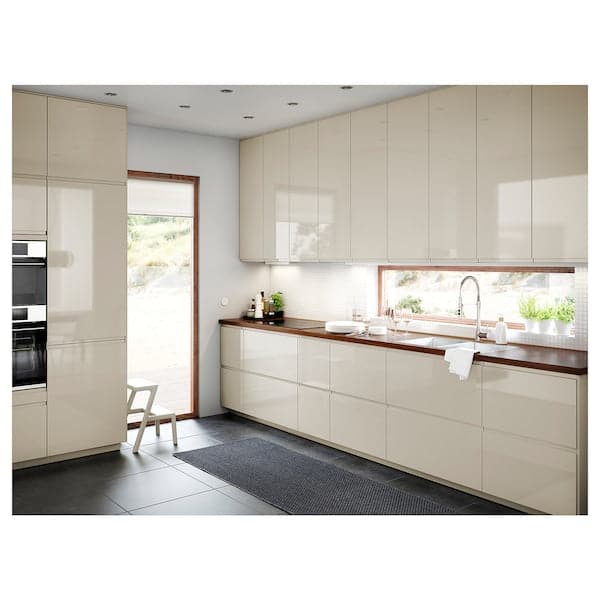 Ikea METOD / MAXIMERA - High cab for oven/micro w drawer, white/Voxtorp high-gloss light beige, 60x60x140 cm
