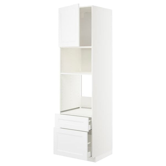 Ikea METOD / MAXIMERA - High cab f oven/micro w dr/2 drwrs, white/Axstad matt white, 60x60x220 cm