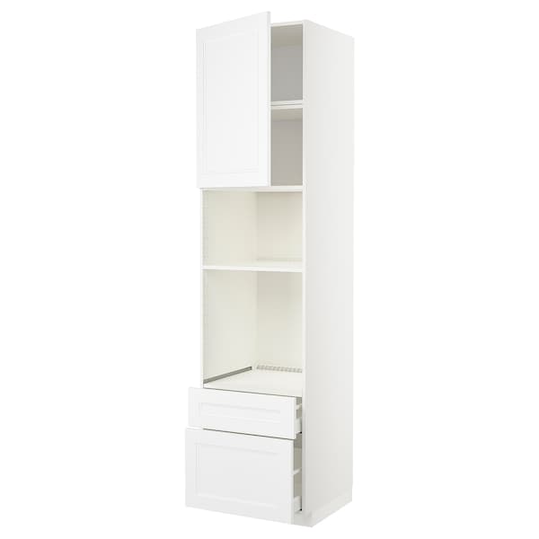Ikea METOD / MAXIMERA - High cab f oven/micro w dr/2 drwrs, white/Axstad matt white, 60x60x240 cm