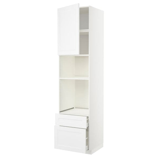Ikea METOD / MAXIMERA - High cab f oven/micro w dr/2 drwrs, white/Axstad matt white, 60x60x240 cm