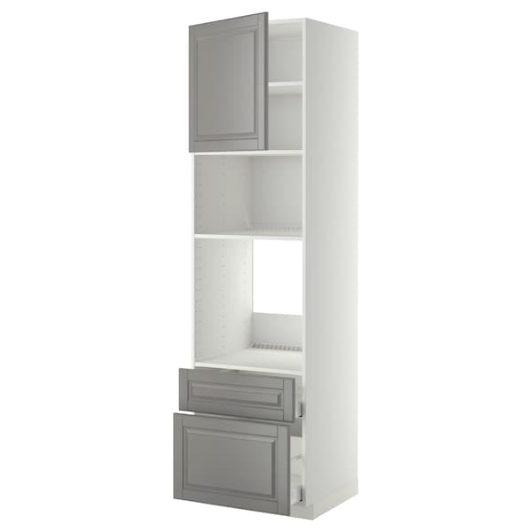 Ikea METOD / MAXIMERA - High cab f oven/micro w dr/2 drwrs, white/Bodbyn grey, 60x60x220 cm