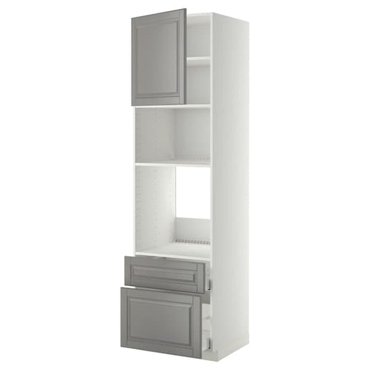 Ikea METOD / MAXIMERA - High cab f oven/micro w dr/2 drwrs, white/Bodbyn grey, 60x60x220 cm