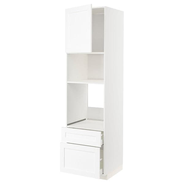 Ikea METOD / MAXIMERA - High cab f oven/micro w dr/2 drwrs, white Enköping/white wood effect, 60x60x220 cm