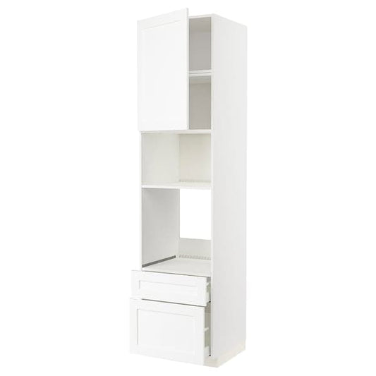 Ikea METOD / MAXIMERA - High cab f oven/micro w dr/2 drwrs, white Enköping/white wood effect, 60x60x240 cm