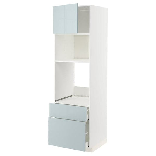 Ikea METOD / MAXIMERA - High cab f oven/micro w dr/2 drwrs, white/Kallarp light grey-blue, 60x60x200 cm