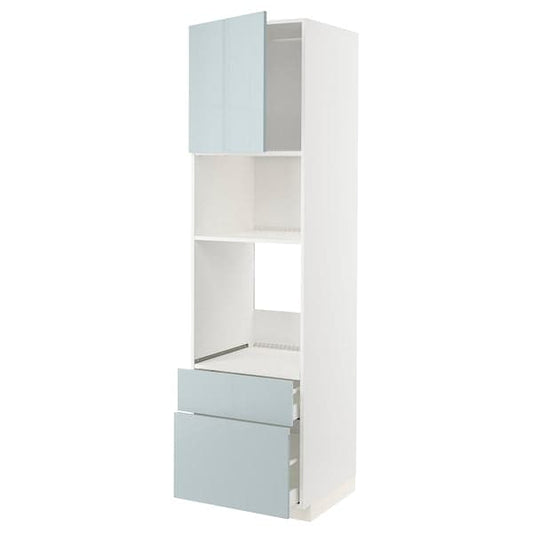 Ikea METOD / MAXIMERA - High cab f oven/micro w dr/2 drwrs, white/Kallarp light grey-blue, 60x60x220 cm