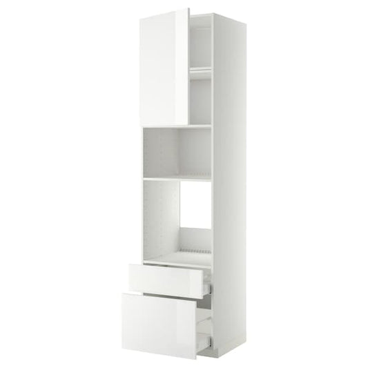 Ikea METOD / MAXIMERA - High cab f oven/micro w dr/2 drwrs, white/Ringhult white, 60x60x240 cm