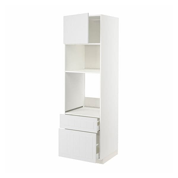 Ikea METOD / MAXIMERA - High cab f oven/micro w dr/2 drwrs, white/Stensund white, 60x60x200 cm