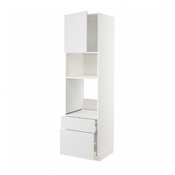 Ikea METOD / MAXIMERA - High cab f oven/micro w dr/2 drwrs, white/Stensund white, 60x60x220 cm