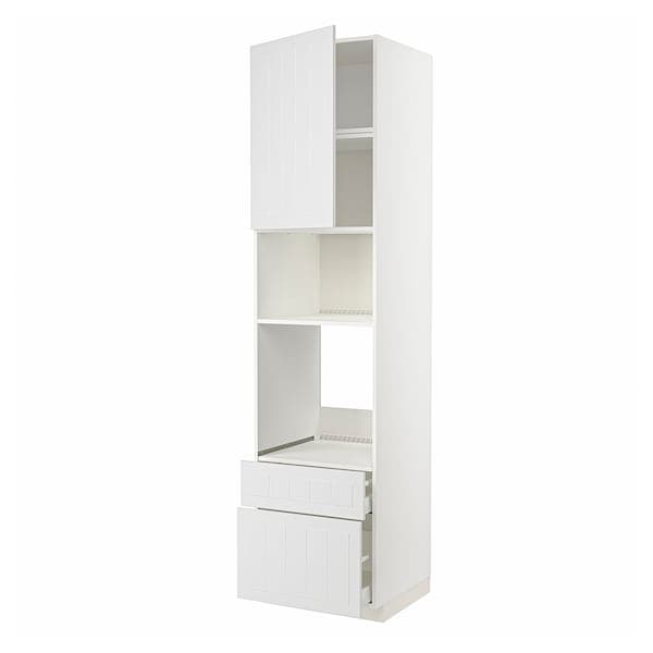 Ikea METOD / MAXIMERA - High cab f oven/micro w dr/2 drwrs, white/Stensund white, 60x60x240 cm