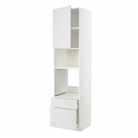 Ikea METOD / MAXIMERA - High cab f oven/micro w dr/2 drwrs, white/Stensund white, 60x60x240 cm