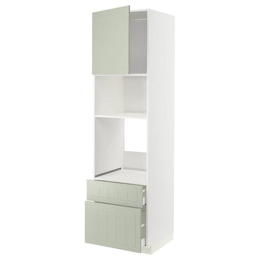 Ikea METOD / MAXIMERA - High cab f oven/micro w dr/2 drwrs, white/Stensund light green, 60x60x220 cm