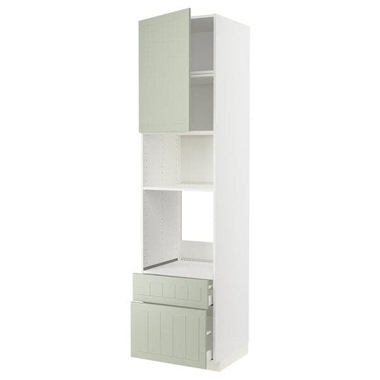 Ikea METOD / MAXIMERA - High cab f oven/micro w dr/2 drwrs, white/Stensund light green, 60x60x240 cm