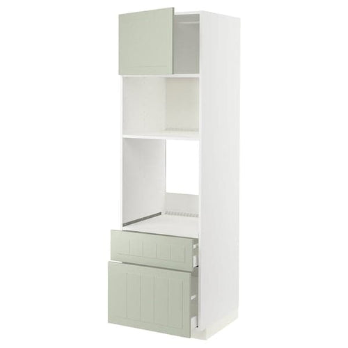METOD / MAXIMERA high cab f oven/micro w dr/2 drwrs, white/Stensund light green, 60x60x200 cm