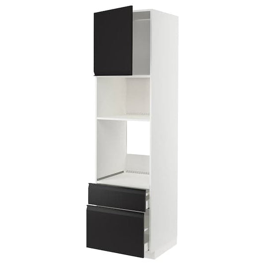 Ikea METOD / MAXIMERA - High cab f oven/micro w dr/2 drwrs, white/Upplöv matt anthracite, 60x60x220 cm
