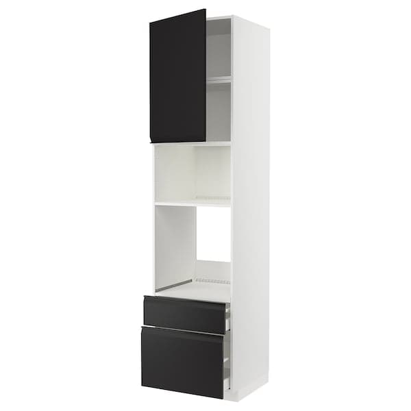 Ikea METOD / MAXIMERA - High cab f oven/micro w dr/2 drwrs, white/Upplöv matt anthracite , 60x60x240 cm