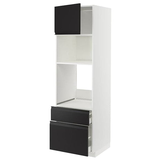 Ikea METOD / MAXIMERA - High cab f oven/micro w dr/2 drwrs, white/Upplöv matt anthracite , 60x60x200 cm