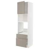 METOD / MAXIMERA high cabinet f built-in appliances, white/Upplöv matt dark beige, 60x60x220 cm