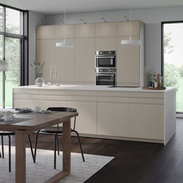 Ikea METOD / MAXIMERA - High cab f oven/micro w dr/2 drwrs, white/Upplöv matt dark beige, 60x60x220 cm