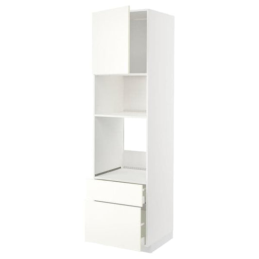 Ikea METOD / MAXIMERA - High cab f oven/micro w dr/2 drwrs, white/Vallstena white, 60x60x220 cm